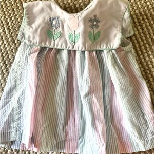 Sundance Pastel Striped Embroidered Yoke Dress - Pink, Blue, Green